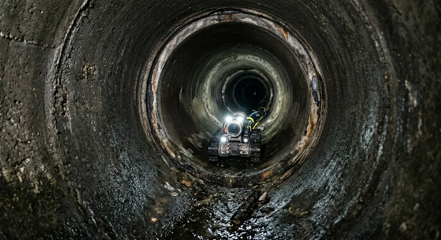 Robotic sewer camera inspecting pipe interior for Sewer Line Cleaning in Palestine