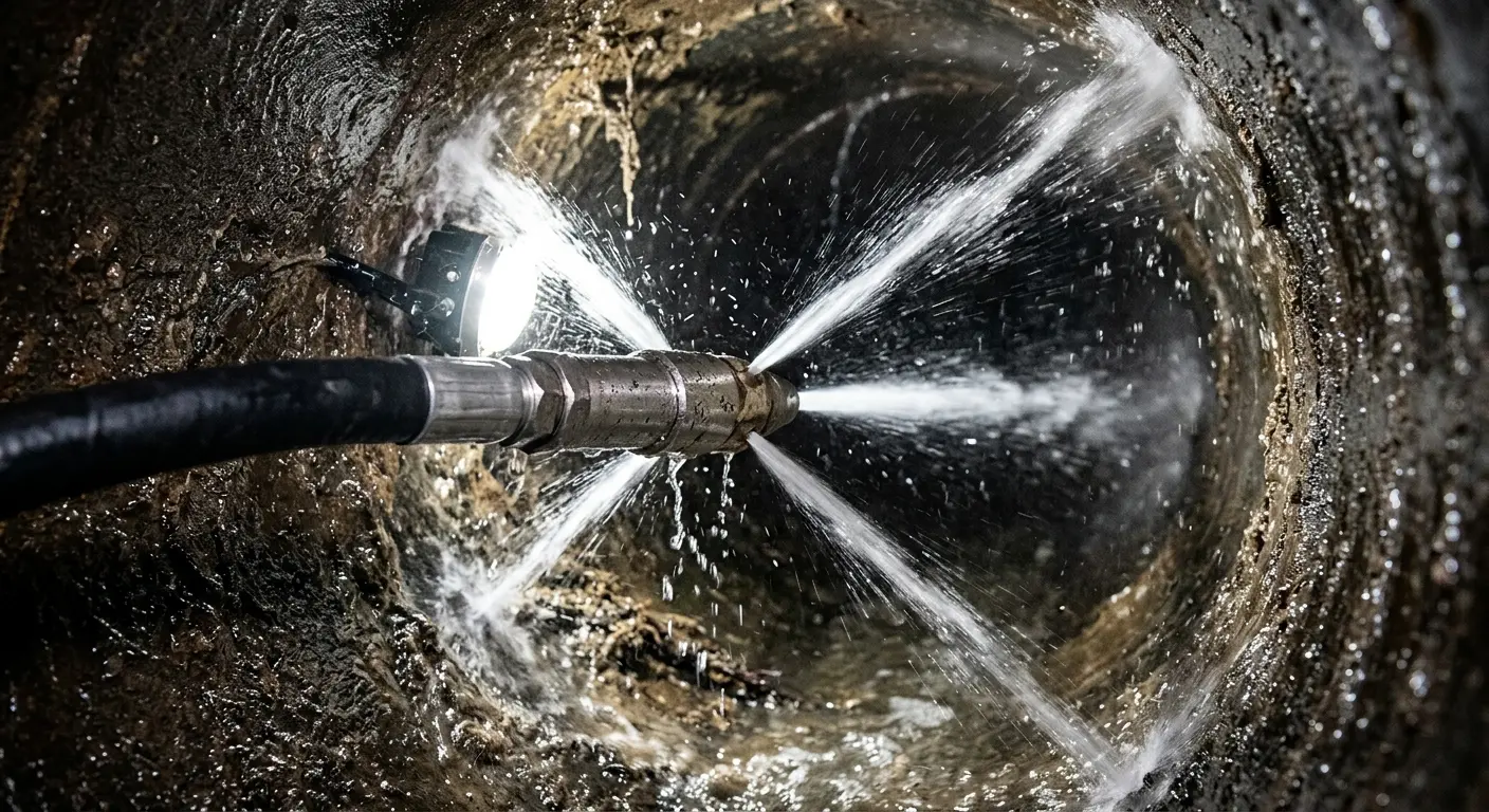 High-pressure hydro jetting nozzle cleaning sewer pipe for Storm Drain Cleaning in Palestine